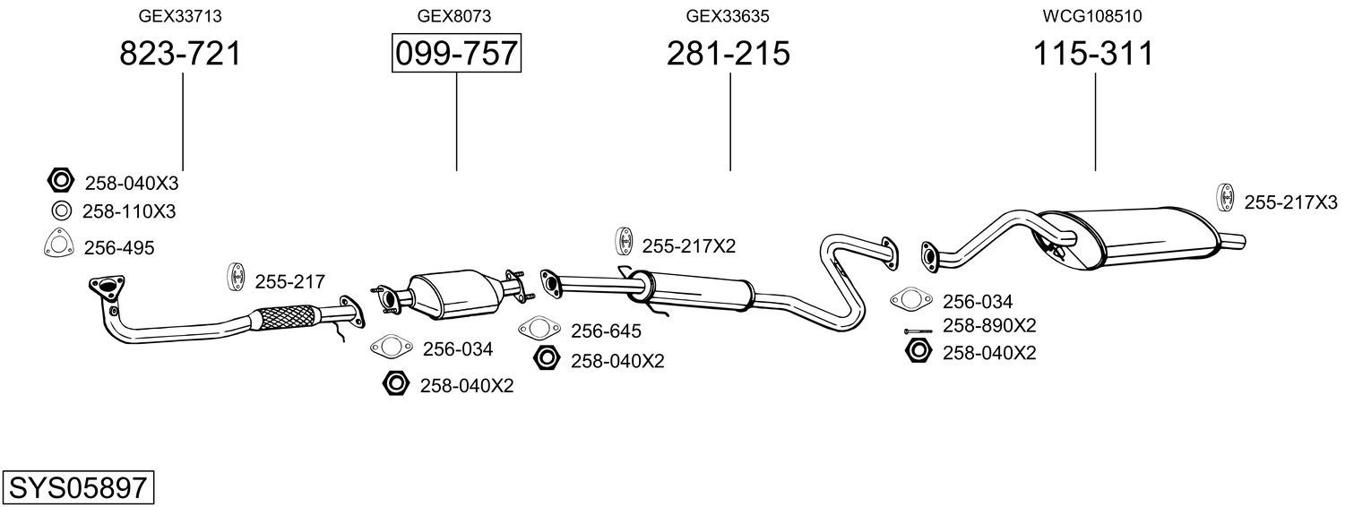 Układ wydechowy BOSAL SYS05897