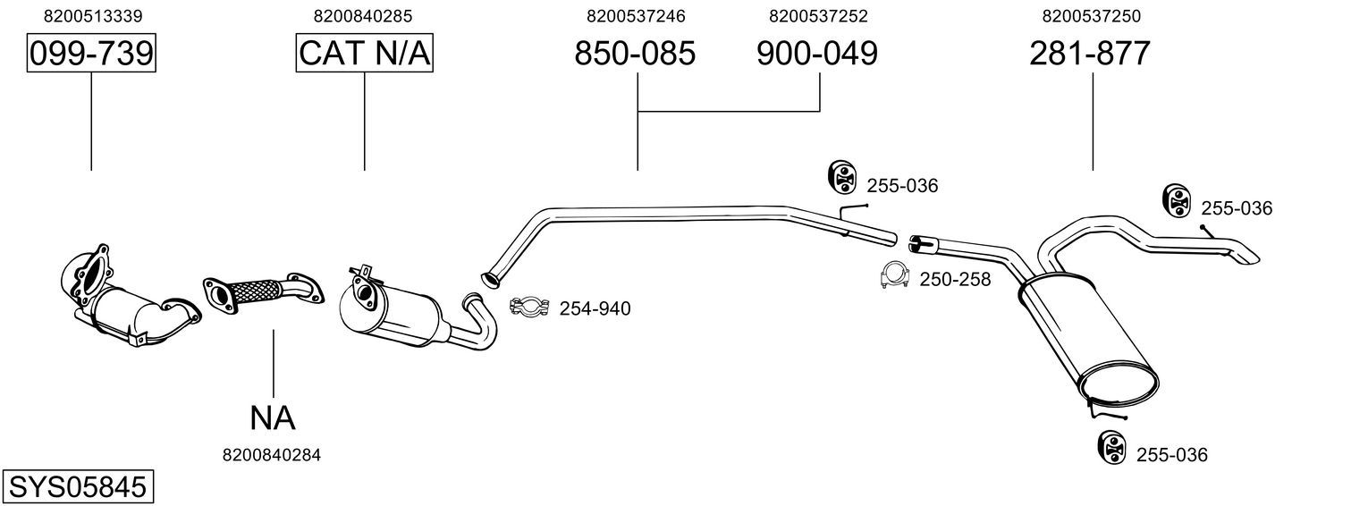 Układ wydechowy BOSAL SYS05845