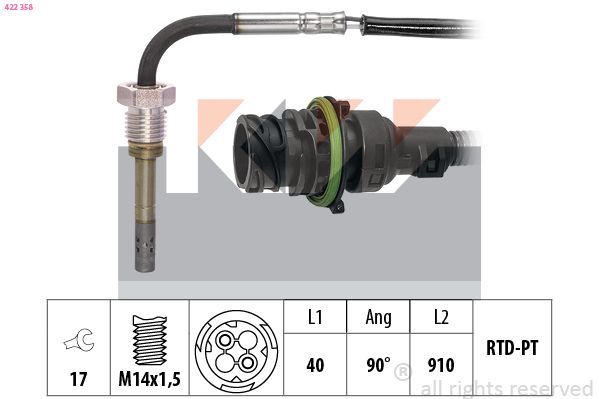 czujnik, temperatura spalin KW 422 358