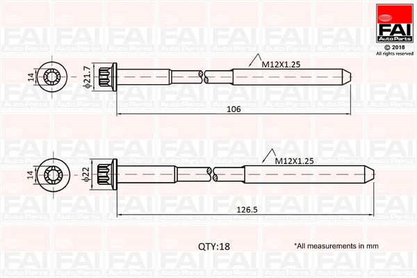 Zestaw śrub głowicy cylindrów FAI AUTOPARTS B1027