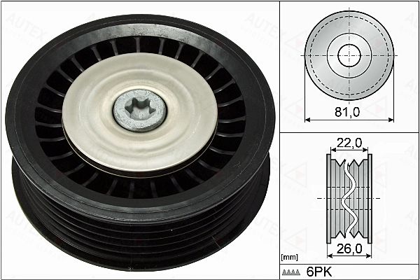 rolka kierunkowa / prowadząca, pasek klinowy zębaty AUTEX 654861