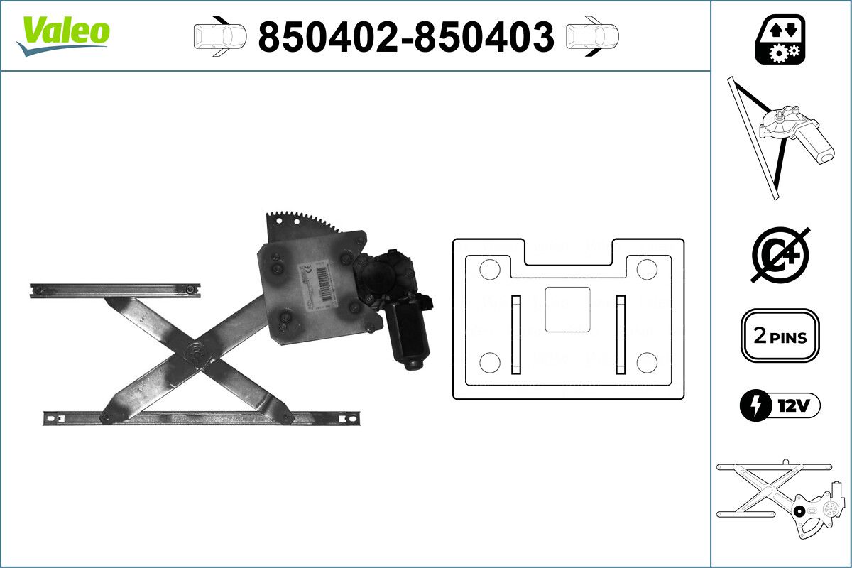 Mecanism actionare geam VALEO 850403