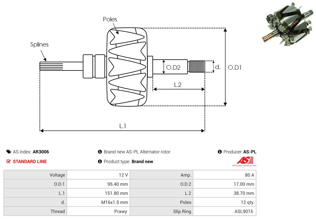 Levně Rotor, generátor AS-PL AR3006