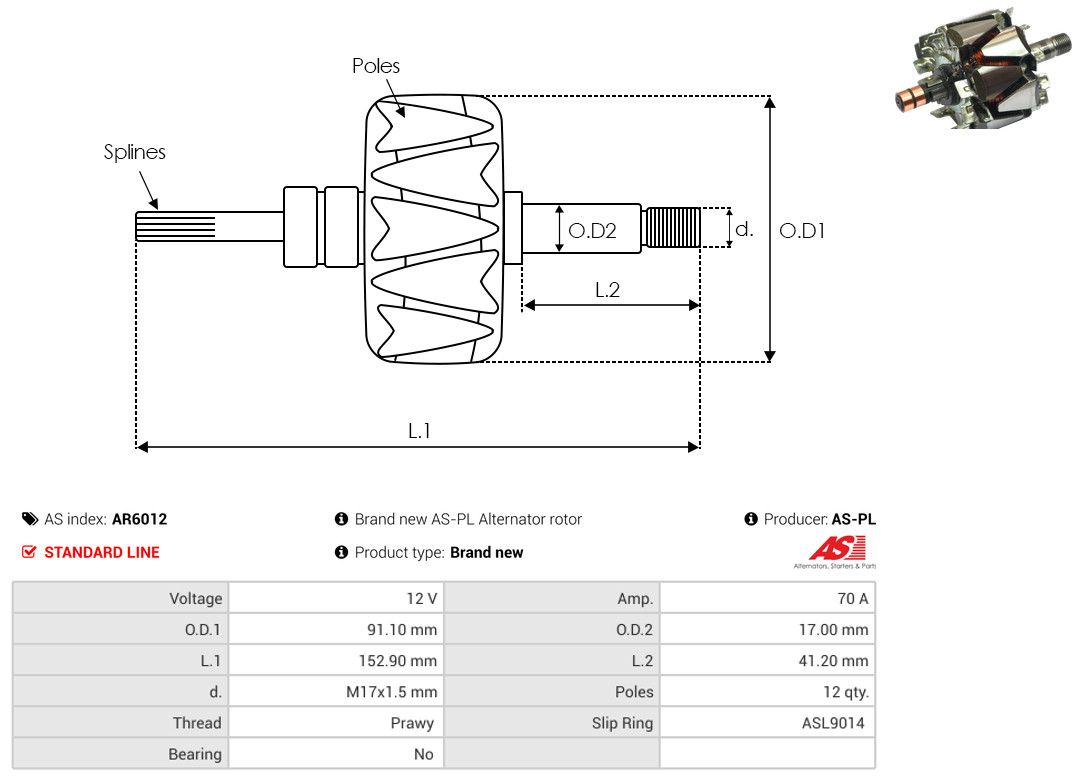 Levně Rotor, generátor AS-PL AR6012