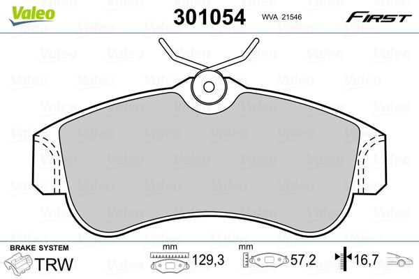 Sada brzdových platničiek kotúčovej brzdy VALEO 301054