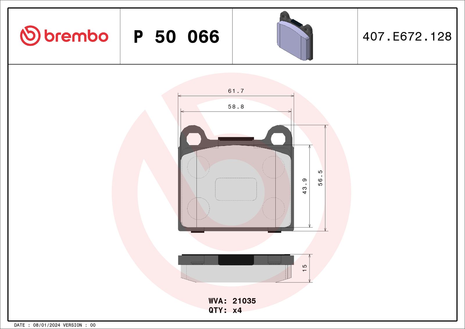 Sada brzdových platničiek kotúčovej brzdy BREMBO P 50 066