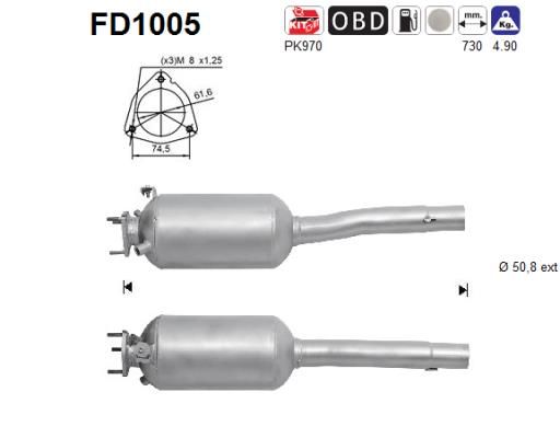 Filtr sadzy / filtr cząstek stałych, układ wydechowy AS 51861471