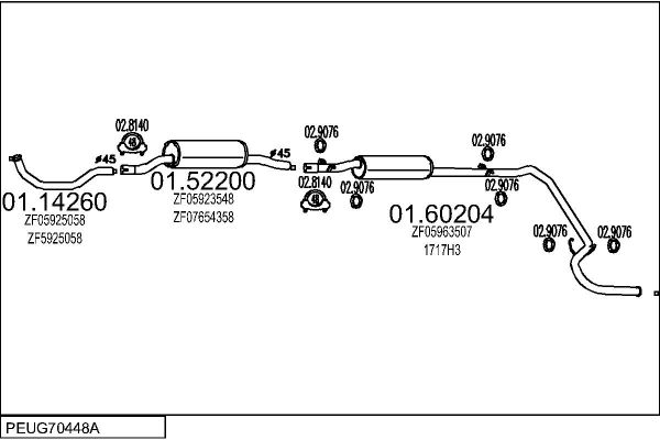 Układ wydechowy MTS PEUG70448A008228
