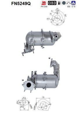 Filtr sadzy / filtr cząstek stałych, układ wydechowy AS FN5249Q