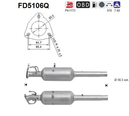 Filtr sadzy / filtr cząstek stałych, układ wydechowy AS FD5106Q