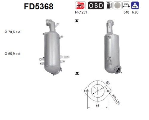 Filtr sadzy / filtr cząstek stałych, układ wydechowy AS 51867608