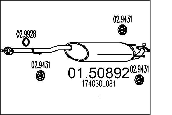 Střední tlumič výfuku MTS 01.50892