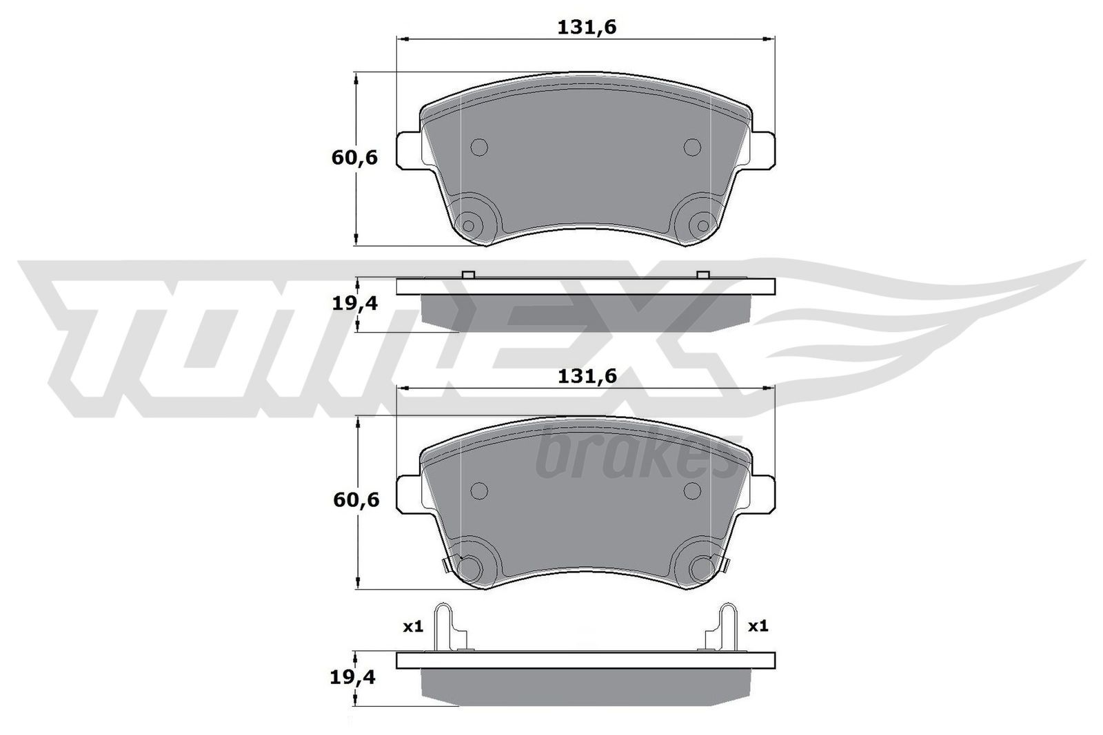 Levně Sada brzdových destiček, kotoučová brzda TOMEX Brakes 16-53