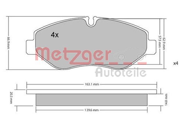Zestaw klocków hamulcowych, hamulce tarczowe METZGER AUTOTEILE 1170040
