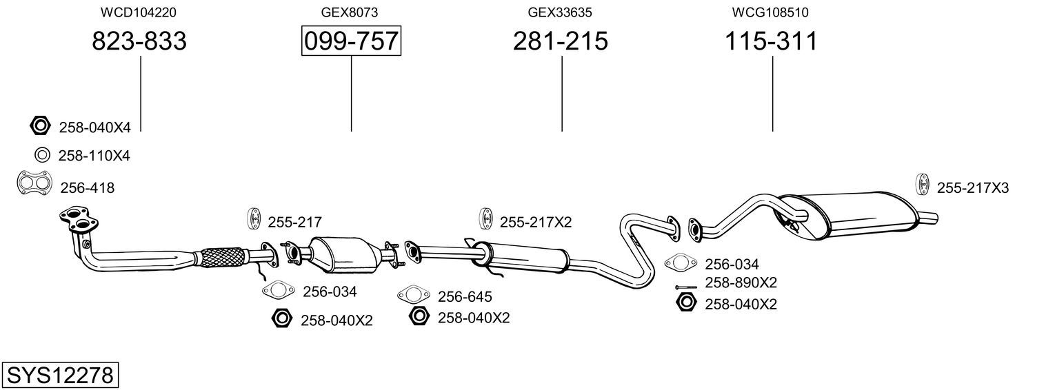 Układ wydechowy BOSAL SYS12278