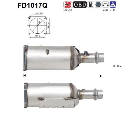 Filtr sadzy / filtr cząstek stałych, układ wydechowy AS 174007