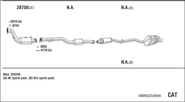 Układ wydechowy WALKER MBK023399A