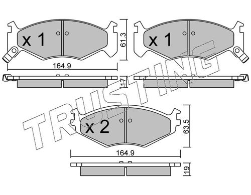 Zestaw klocków hamulcowych, hamulce tarczowe TRUSTING 298.0
