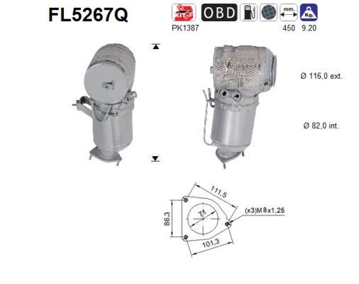 Filtr sadzy / filtr cząstek stałych, układ wydechowy AS 36010405