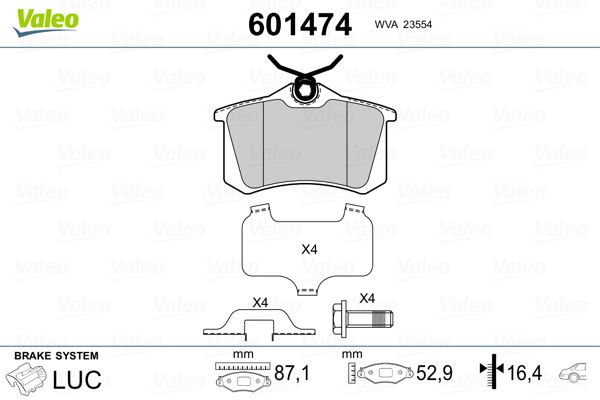 Sada brzdových platničiek kotúčovej brzdy VALEO 601474