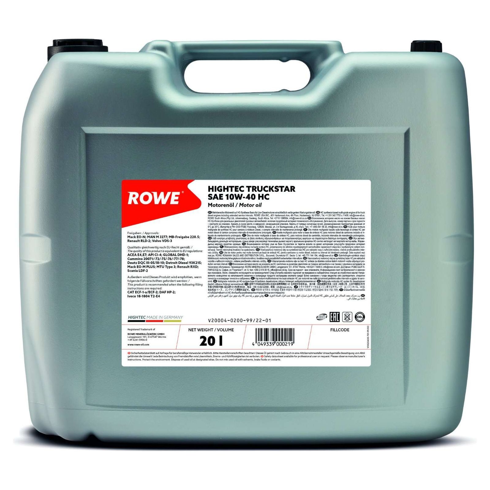 ulei de motor ROWE HIGHTEC TRUCKSTAR SAE 10W-40 HC 20004-0200-99