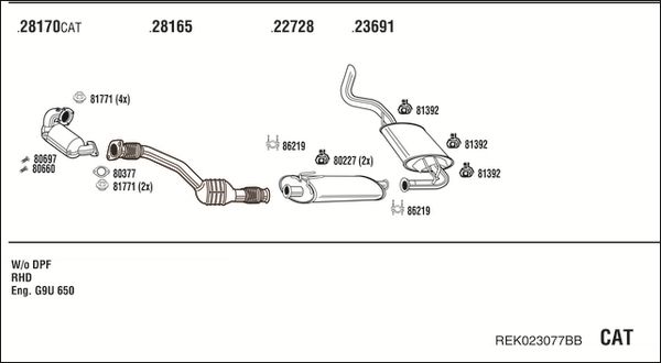 Układ wydechowy WALKER REK023077BB