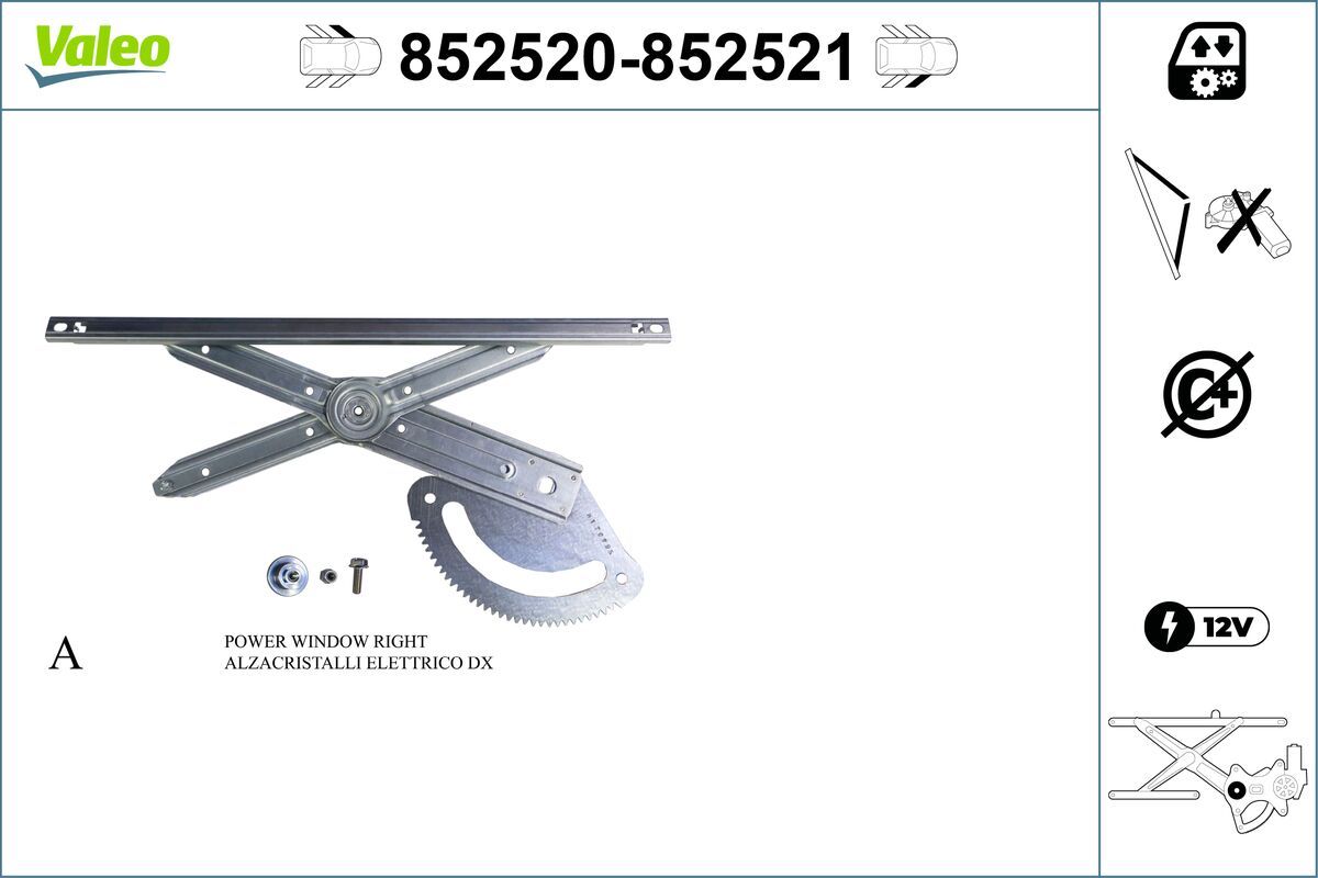 Mecanism actionare geam VALEO 852520