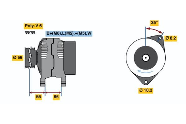 Alternator BOSCH 0 986 040 001