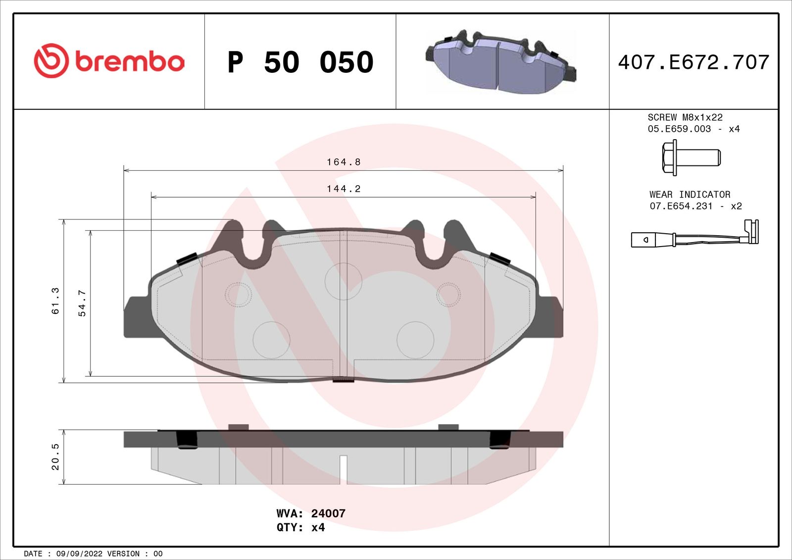 Sada brzdových platničiek kotúčovej brzdy BREMBO P 50 050