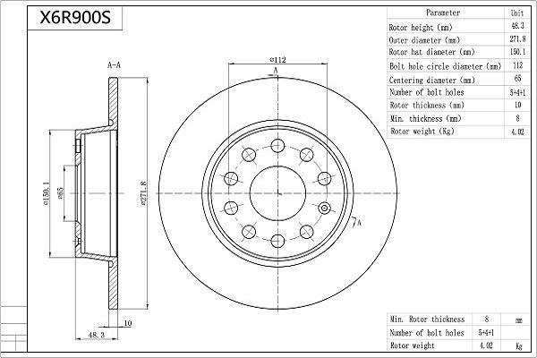Tarcza hamulcowa AISIN X6R900S