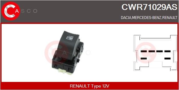 Spínač, zvedací zařízení oken CASCO CWR71029AS