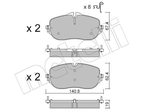 set placute frana,frana disc METELLI 22-1355-0