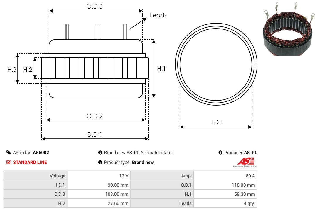 Levně Stator, generátor AS-PL AS6002
