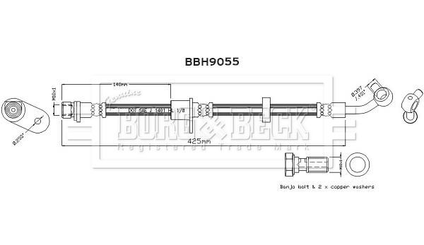 Przewód hamulcowy elastyczny BORG & BECK BBH9055