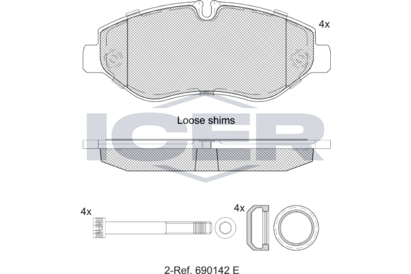 Zestaw klocków hamulcowych, hamulce tarczowe ICER LM1832
