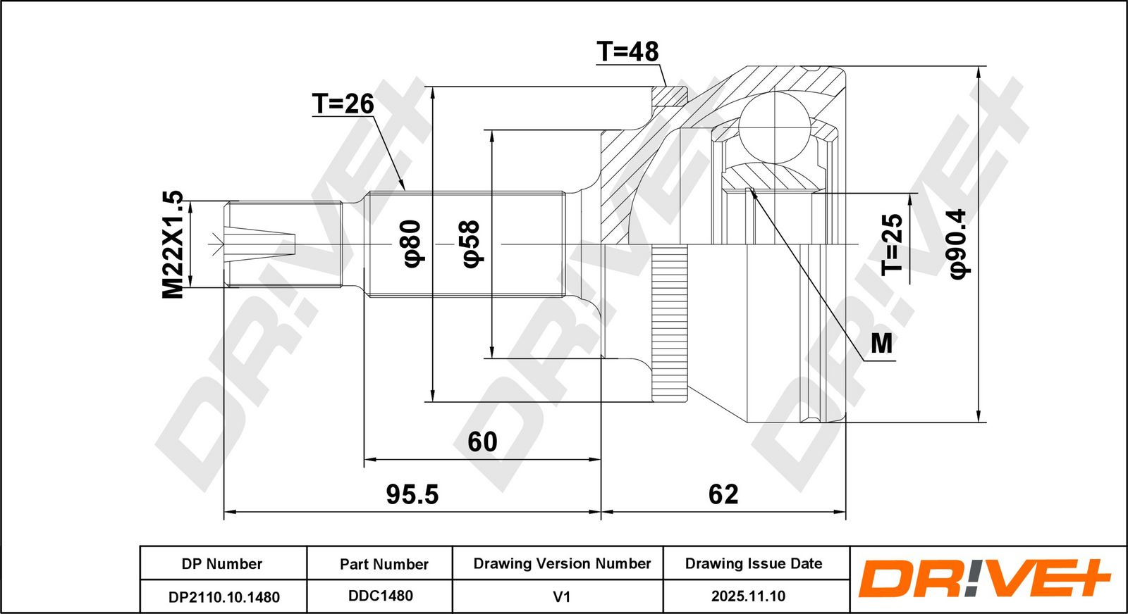 Шарнирный комплект, приводной вал