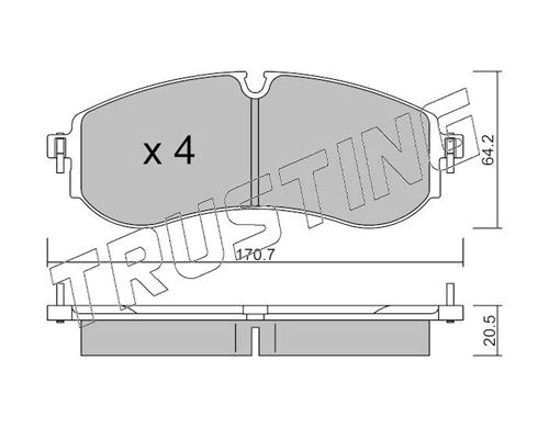 Zestaw klocków hamulcowych, hamulce tarczowe TRUSTING 1263.0