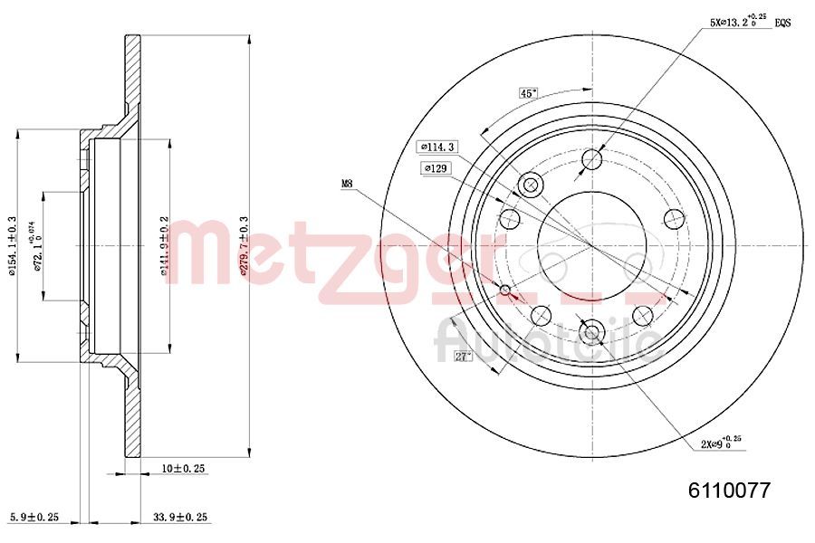 Disc frana METZGER 6110077