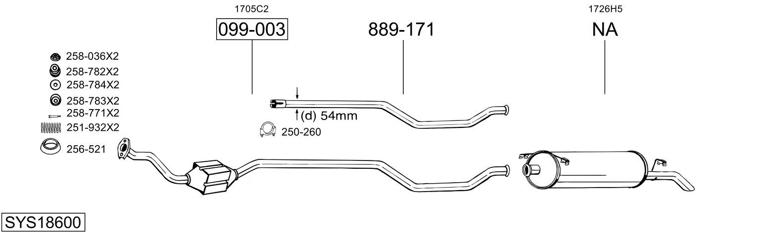 Układ wydechowy BOSAL SYS18600