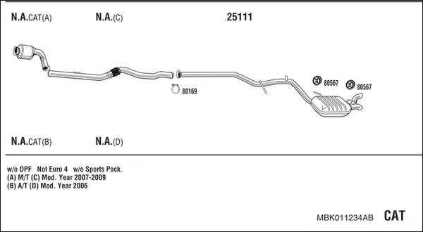 Układ wydechowy WALKER MBK011234AB