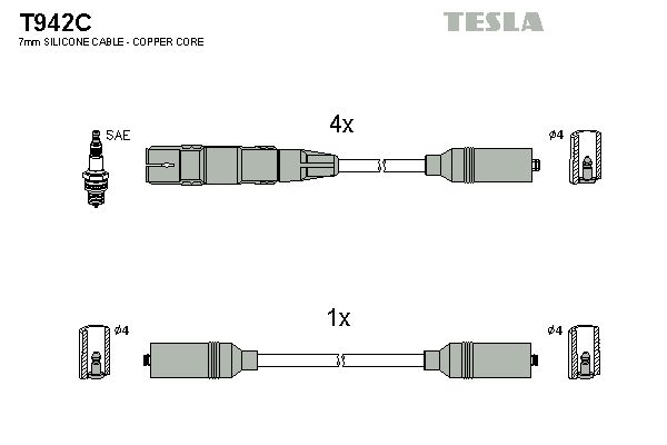 Sada kabelů pro zapalování TESLA T942C