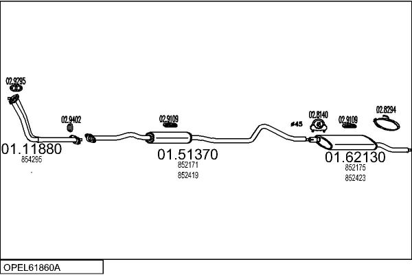 Układ wydechowy MTS OPEL61860A000592
