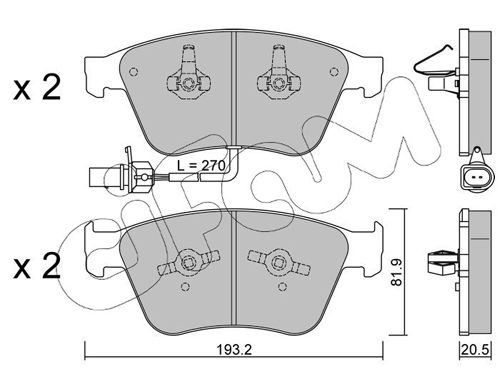 Zestaw klocków hamulcowych, hamulce tarczowe CIFAM 822-1253-0