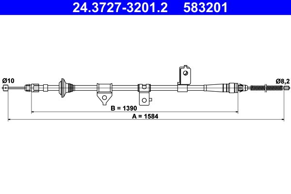 Cablu, frana de parcare ATE 24.3727-3201.2