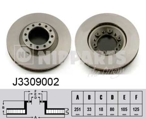 Tarcza hamulcowa NIPPARTS J3309002