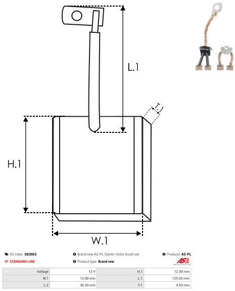 Levně Uhlíkový kartáč, startér AS-PL SB3003