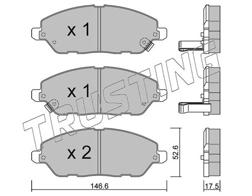 Zestaw klocków hamulcowych, hamulce tarczowe TRUSTING 1218.0
