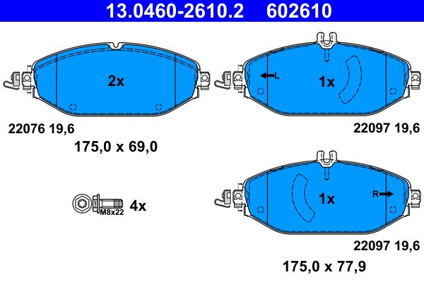 Sada brzdových platničiek kotúčovej brzdy ATE 13.0460-2610.2