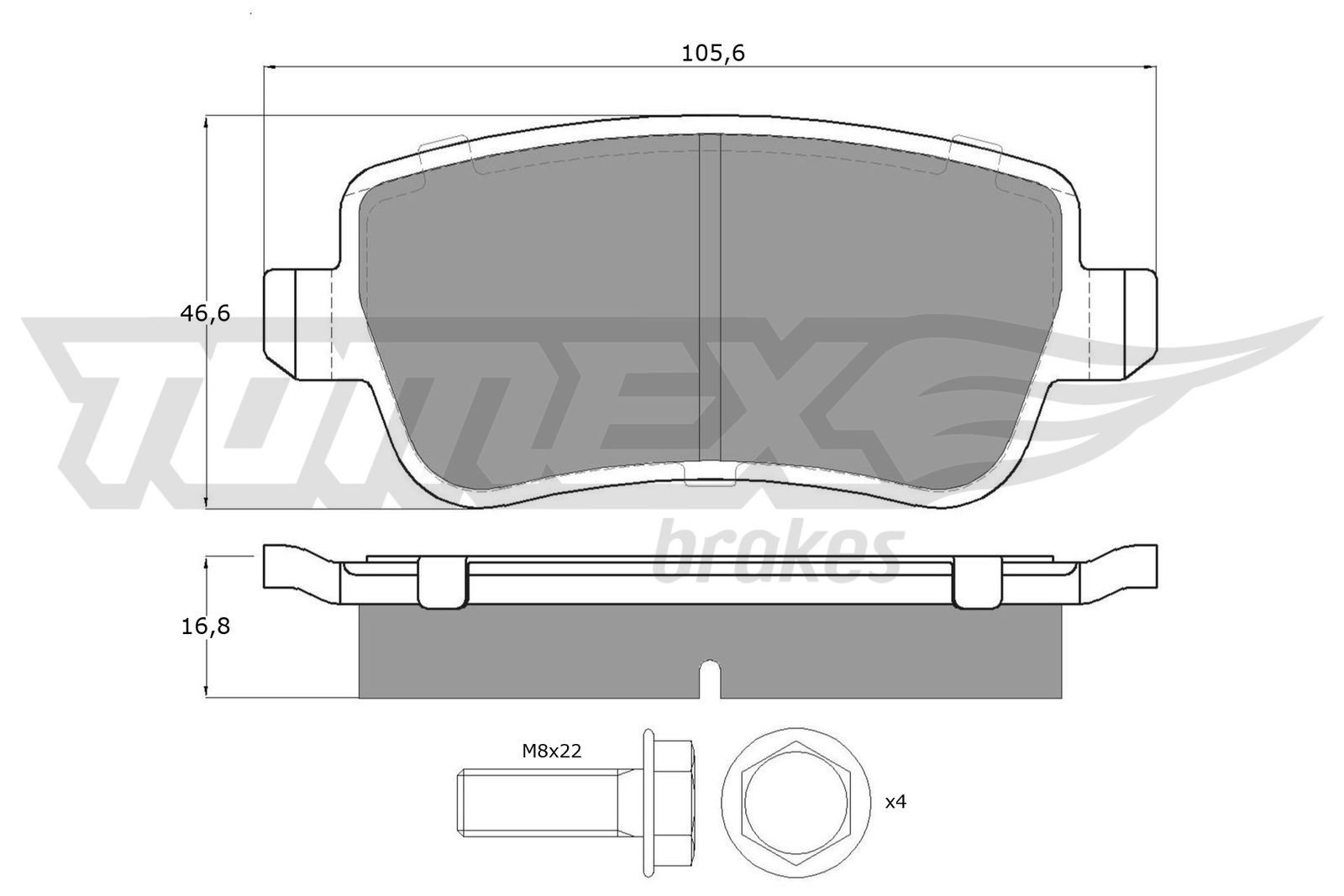Levně Sada brzdových destiček, kotoučová brzda TOMEX Brakes 16-74
