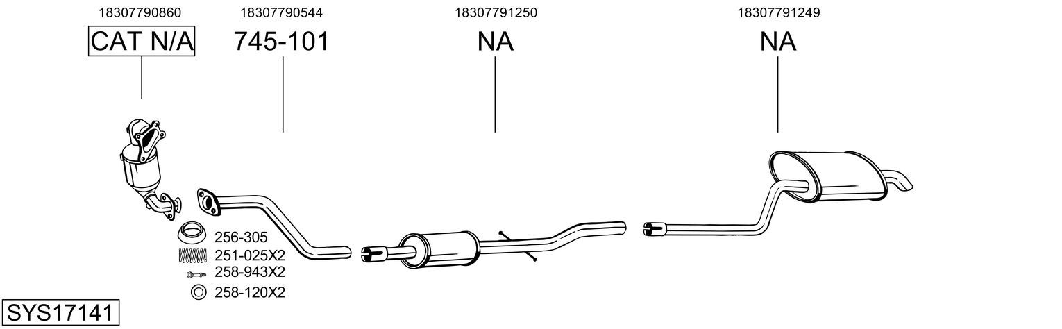 Układ wydechowy BOSAL SYS17141